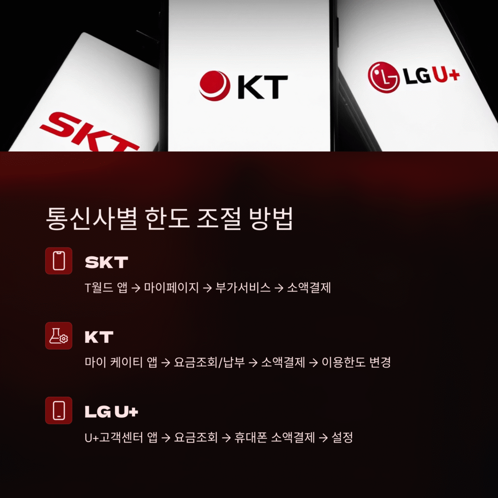 통신사별 한도 조절 방법