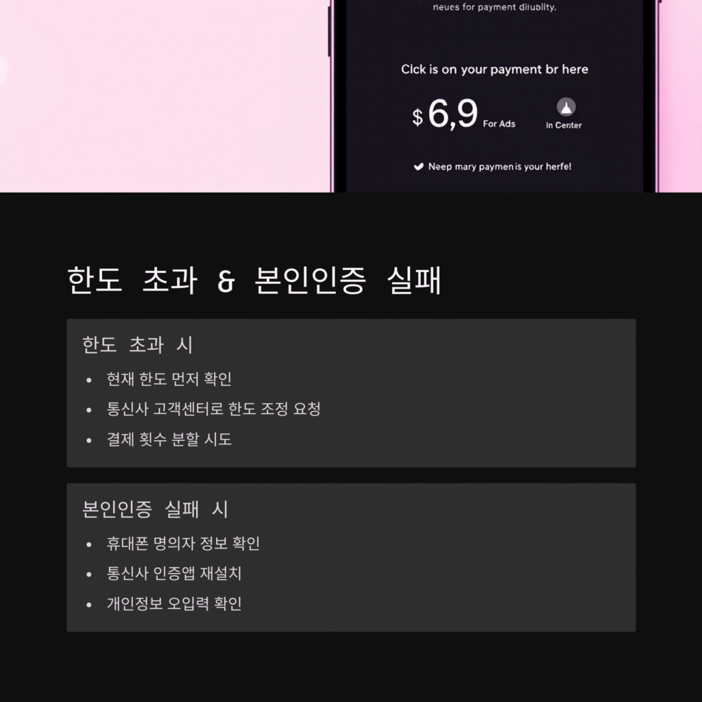 한도 초과 & 본인인증 실패