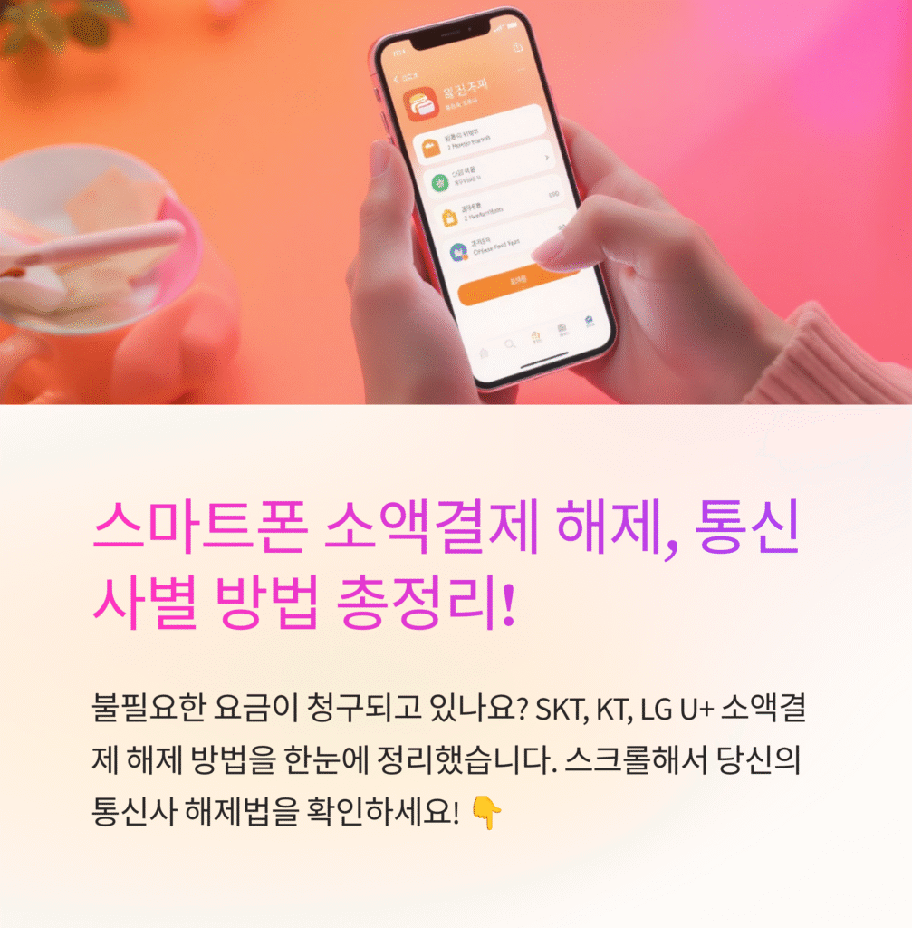 스마트폰 소액결제 해제, 통신사별 방법 총정리!