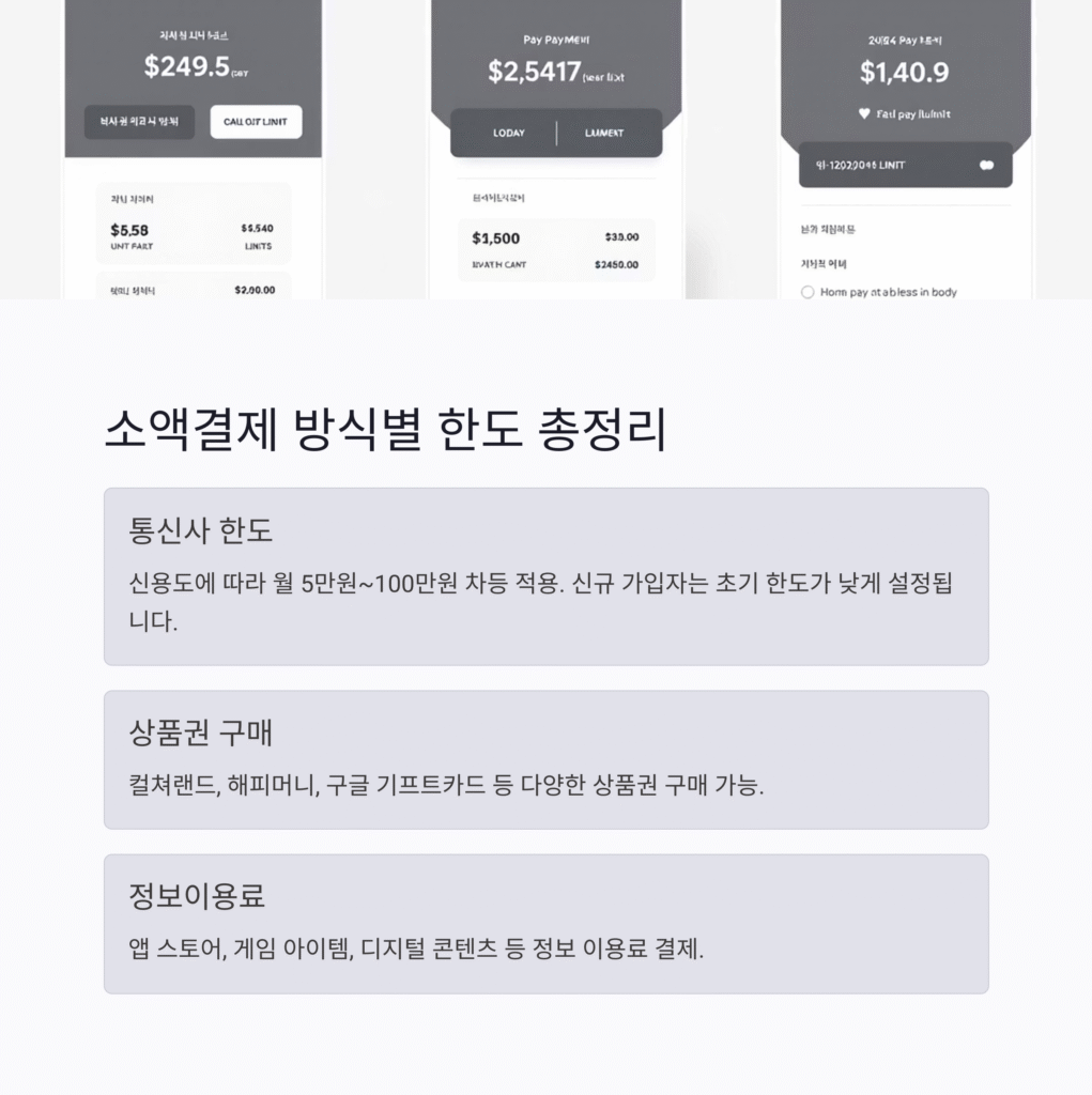 소액결제 방식별 한도 총정리