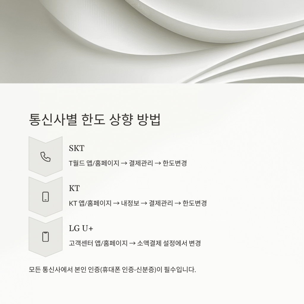 통신사별 한도 상향 방법