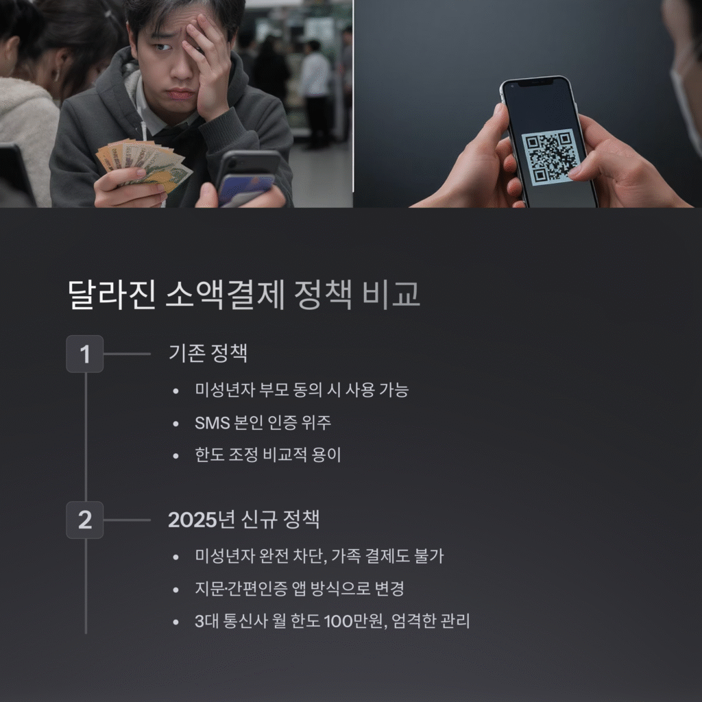 달라진 소액결제 정책 비교