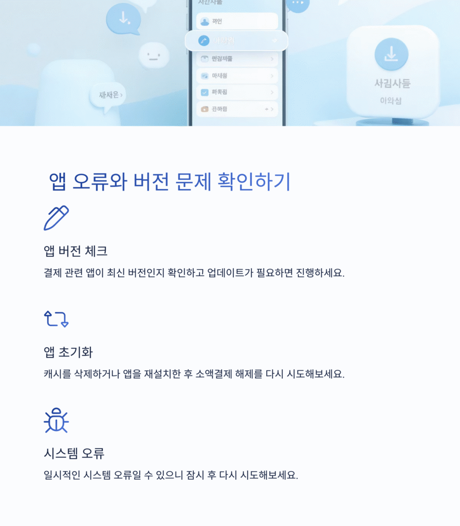 앱 오류와 버전 문제 확인하기