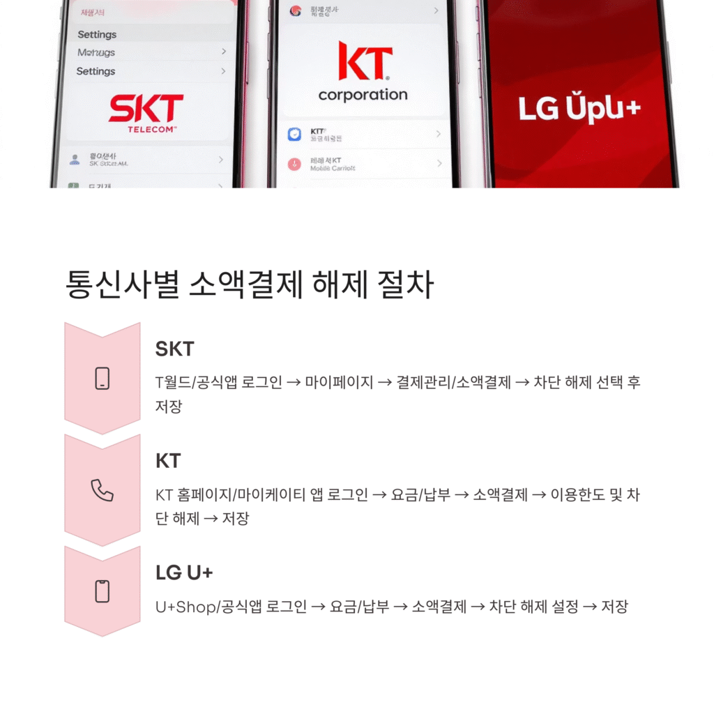 통신사별 소액결제 해제 절차