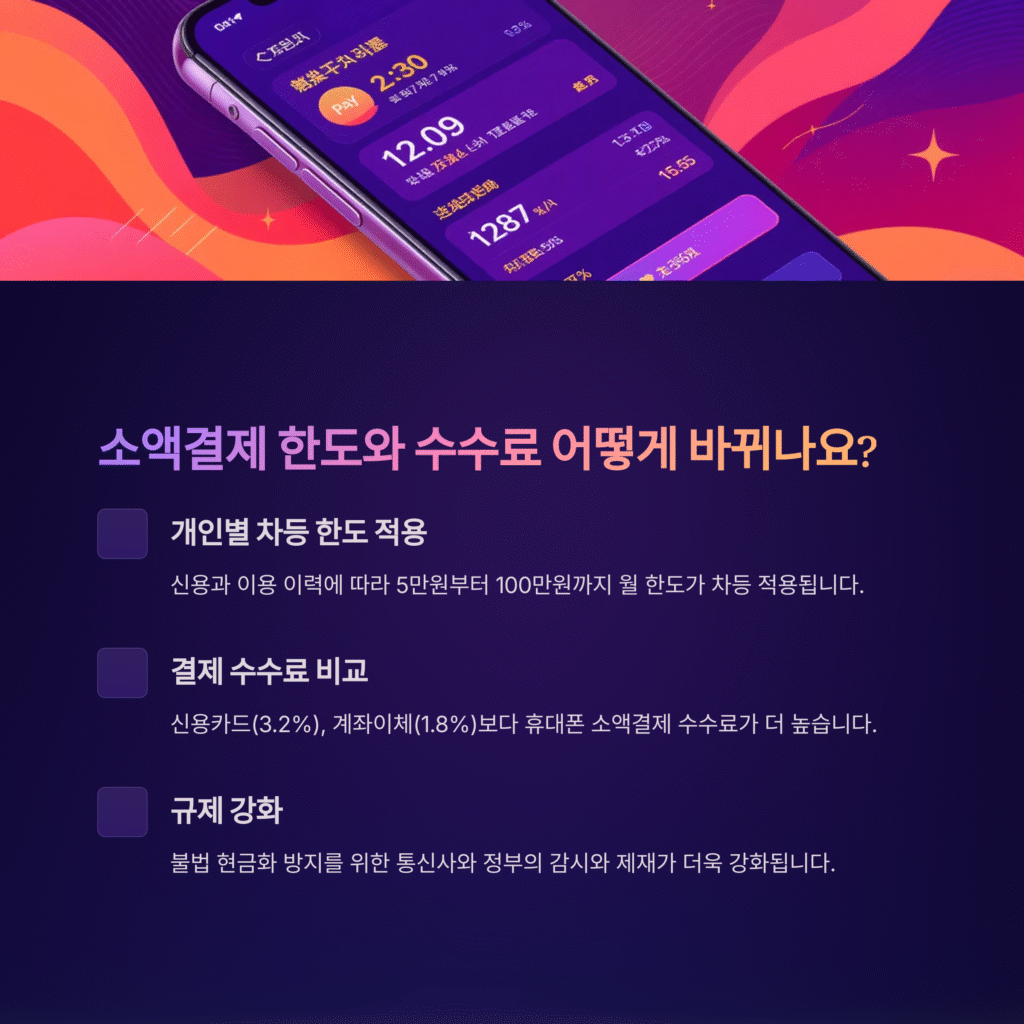 소액결제 한도와 수수료 어떻게 바뀌나요?