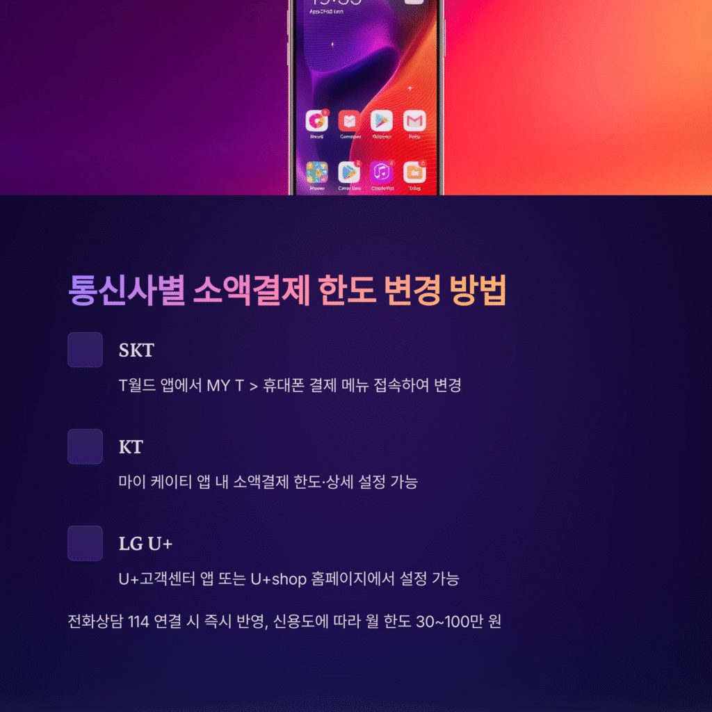 통신사별 소액결제 한도 변경 방법
